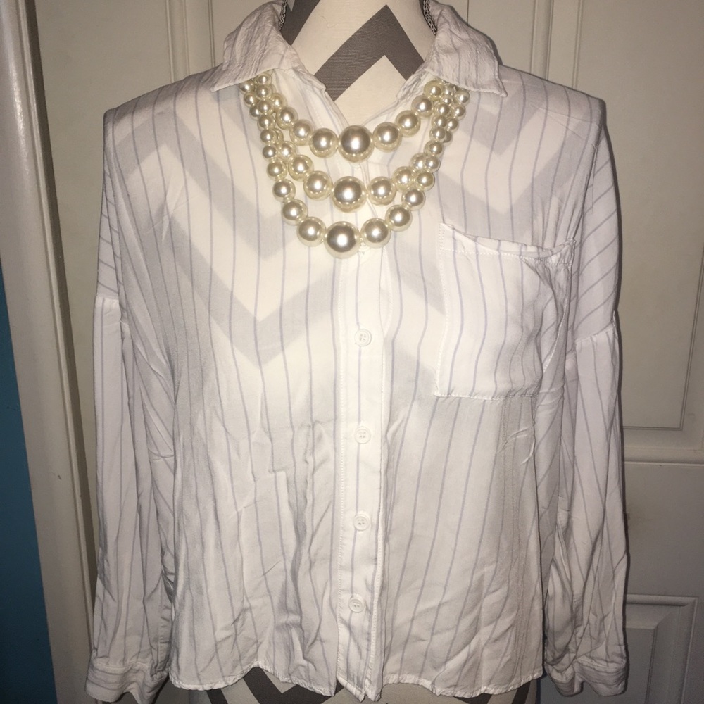 Sheer White button down shirt